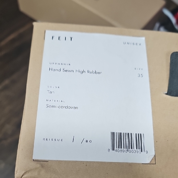 FEIT NWOT Handmade  Tan Leather High-Top Shoes - Picture 5 of 6